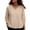 Khaki, variant on Women Blouse V Neck Raglan Sleeve Hollow Eyelet Elastic Ruffle Cuff Loose Breathable Casual Top Watermelon Red M