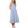 thumbnail image 4 of INSPIRE CHIC Women's Linen Dresses Summer Sleeveless Sundress Casual Loose Flowy Midi Tank Beach Dress S Sky Blue, 4 of 6