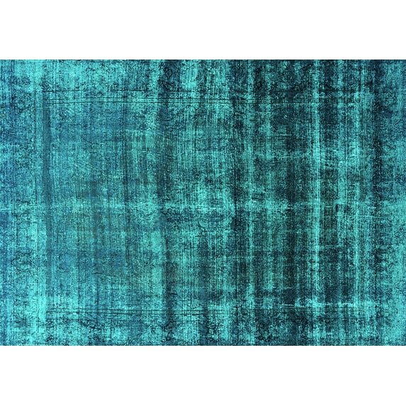 Ahgly Company Machine Washable Indoor Rectangle Persian Turquoise Blue Bohemian Area Rugs, 6' x 9'