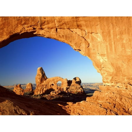 Turret Arch Through North Window at Sunrise, Arches National Park, Moab, Utah, USA Print Wall Art By Lee