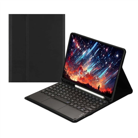 JINRAN Touch Keyboard Case for iPad 9.7 2018/2017 / iPad Air 2 / iPad Air with Pencil Holder - Magnetically Detachable Touch Bluetooth Keyboard