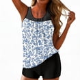 thumbnail image 2 of longantii Womens Tankini Bathing Suits Two Piece Bathing Suits Floral Print Blouson Tank Top Tummy Control Modest Swimsuits with High Waist Board Shorts Tankini Swimwear Light Blue L, 2 of 7