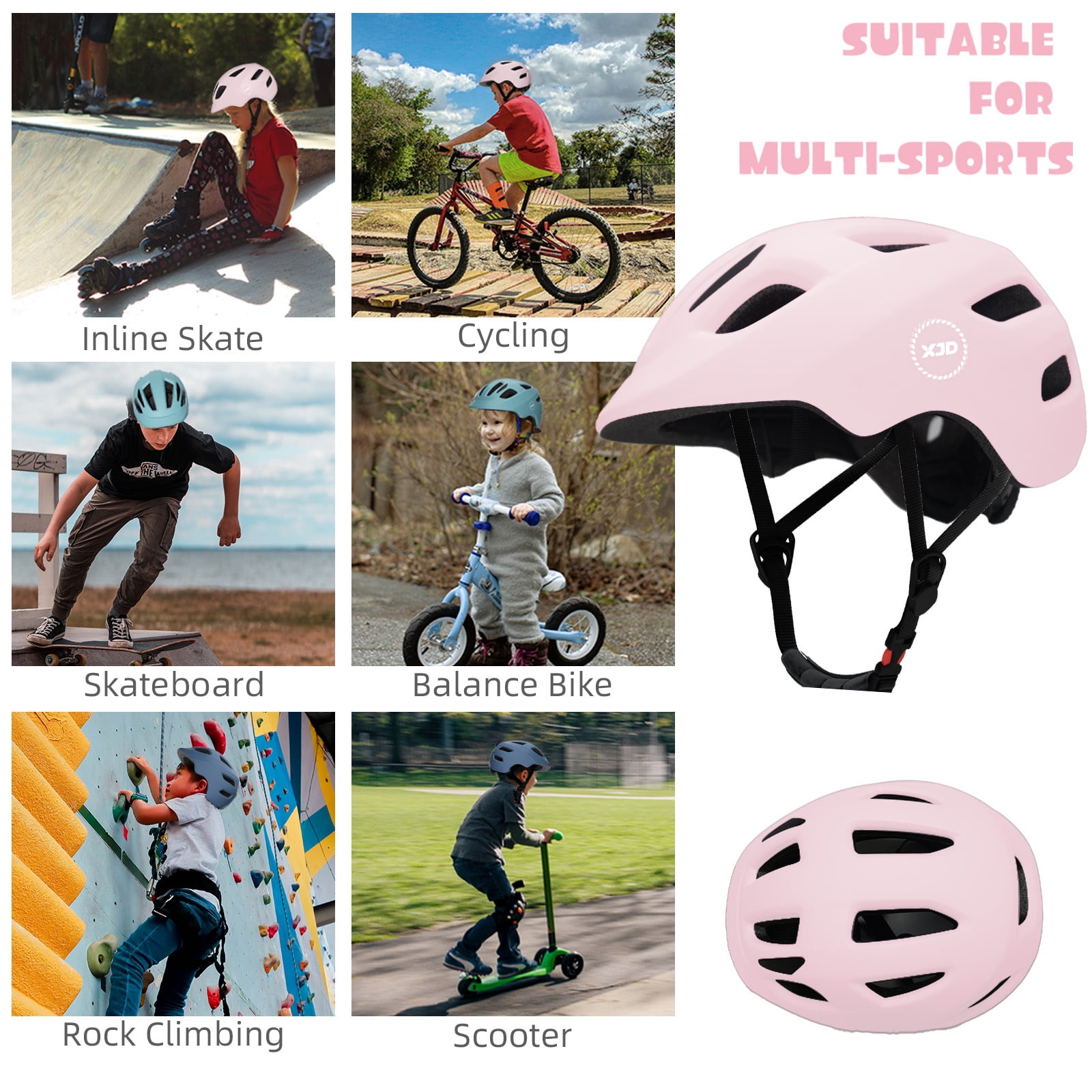 XJD Toddler Helmet Kids Bike Helmet for Boys Girls Child Age 1 and Older，Pink XS