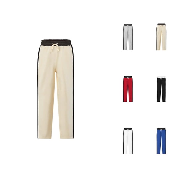 Sweatpants for Men 2025 Fall Winter Color Block Loose Fit Drawstring Joggers with Pockets Mens Casual Pants Trousers
