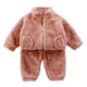 thumbnail image 1 of Gibobby Conjunto deportivo para niños Conjunto de ropa de invierno para niñas y niños, manga larga, color sólido, pantalones, 2 piezas, forro polar(Rojo,2-3 Años), 1 of 5