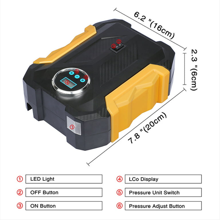CARSUN Portable Automobile Air Compressor Digital Tire Inflation Pump –  Pets N Plants