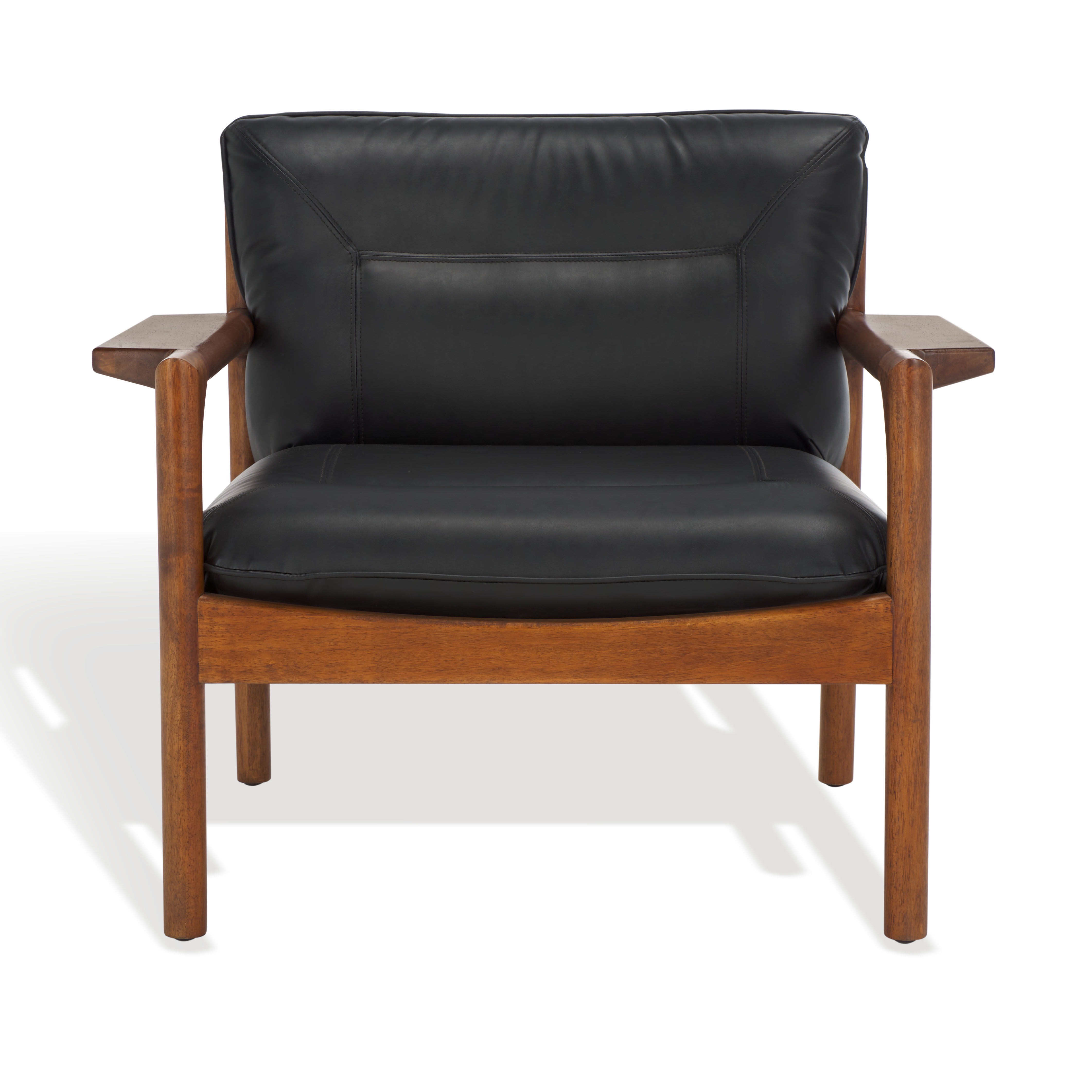 Safavieh Phylis Mid-Century Wood and Elastics Dining Arm Chairs, Black/Brown