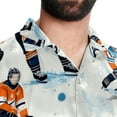 thumbnail image 5 of Ice Hockey Men's Printed Button Down Short Sleeve Casual Summer Beach Shirt - Unisex, 5 of 6