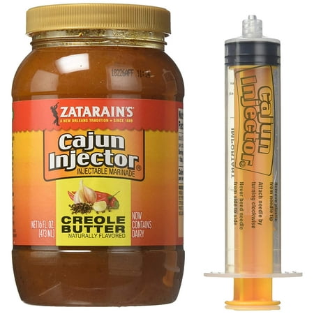 Zatarain's Cajun Injector Fat Free Creole Butter Recipe Injectable Marinade with Injector, 16 fl oz