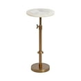 thumbnail image 4 of Kate and Laurel Engles Traditional Adjustable-Height Pedestal Drink Table, 10 x 10 x 30, Natural Quartz and Antique Brass, Vintage Round Indoor Metal Plant Stand with Authentic Stone Tabletop, 4 of 10