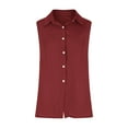 thumbnail image 4 of FAVIPT Womens Plus Size Linen Tops Plain Sleeveless Button Down Tunic Tees Gauze V Neck Collared Shirts Casual Fashion Summer 2025 Blouses Wine,XXXXXL, 4 of 7