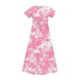 thumbnail image 3 of OGLCCG Girls Summer Maxi Dress Tie Dye Short Sleeve Casual Holiday A Line Flowy Long Dress Loose Boho Beach Dress with Pockets 4-14 Years, 3 of 7