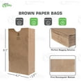 thumbnail image 3 of [1500 Count] Small Brown Kraft Paper Bag (3 lb) Small - Paper Lunch Bags, Small Snacks, Gift Bags, Grocery, Merchandise, Party Bags (4-3/4" x 2-15/16" x 8-9/16) (3 Pound Capacity) by EcoQuality, 3 of 6