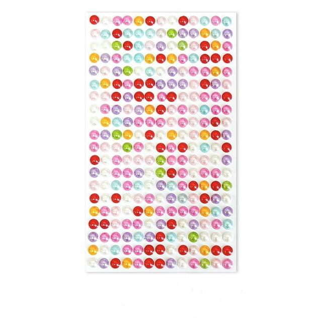 TFixol Shiny Acrylic Rhinestone Stickers for Kids' DIY Crafts, 6mm Pearl Design, Self-Adhesive Gemstone Decor for Art Projects, 9.3x15.8cm