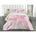 thumbnail image 3 of Ambesonne Marble Print Quilted Bedspread Set 3 Pcs, Watercolors Mixed, Queen Size, Magenta Coral Cream, 3 of 5