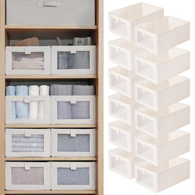 Paquete de 12 cubos de almacenamiento de ropa de cama Pradnel con ventana transparente