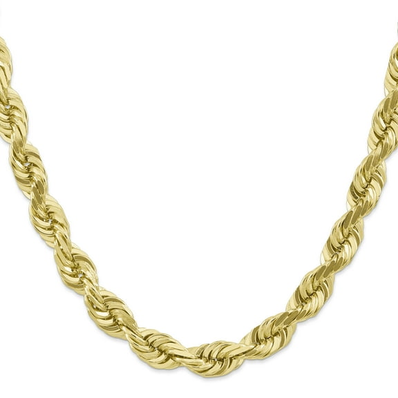 10K Yellow Gold 10mm Diamond-Cut Rope Chain Necklace