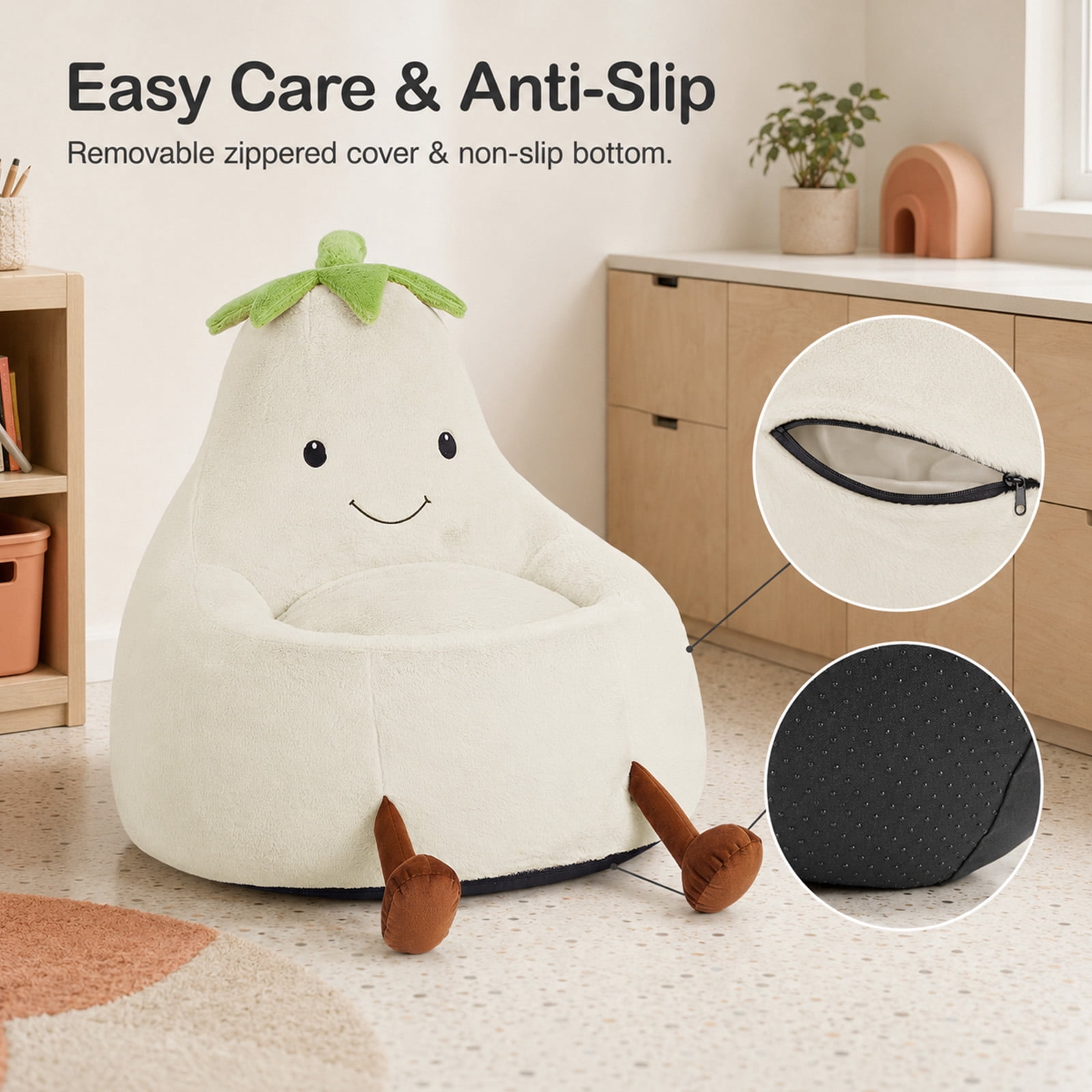 Alvantor Kids Bean Bag Chair, Stuffed Toddler Couch with Artificial Rabbit Fur Cover for Teens & Kids, Comfy Lazy Sofa Chair for Reader, Living Room, Bedroom
