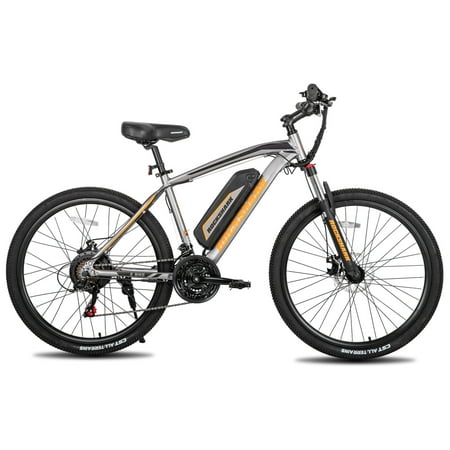 Hiland Rockshark Electric Bike Electric Mountain Bike Aluminum 27.5 inch 350W 20MPH Adults E Bike Shimano 21 Speed Disc Brake Suspension Fork with 36V 10.4Ah Removable Battery Grey Walmart