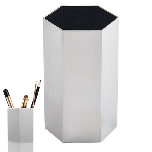 Organizador de escritorio con portavasos para lápices, contenedor para bolígrafos, organizador de papelería de escritorio, soporte para brochas de maquillaje de mesa, prisma hexagonal