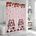 thumbnail image 6 of Pink Valentine's Day Bathroom Shower Curtains with 12 Hooks Polyester Waterproof Shower Curtain for Stalls and Bathtubs Gnomes Red Roses Romantic Love Heart Decorative Bathroom Curtain 36x72 Inches, 6 of 9