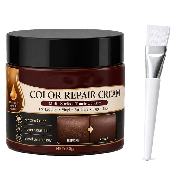 Brown Leather Color Repair Cream, Scratch Repair & Color Restorer, DIY Leather Care for Sofa, Car Seat & Shoes