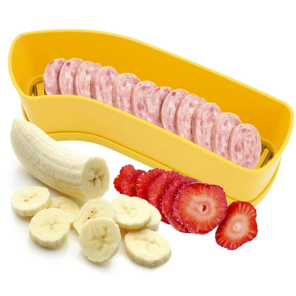 Fruit Slicer Banana Cutter, Strawberry Slicer, Cucumber, Speed for Egg Hot Dog Grape, Strawberry Cutter kitchen gadget(Yellow)