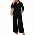 thumbnail image 5 of 2 Piece Sets for Women Summer Wide Leg Pants and V Neck Three Quarter Sleeve Shirt Airport Beach Vacation Clothes, 5 of 5