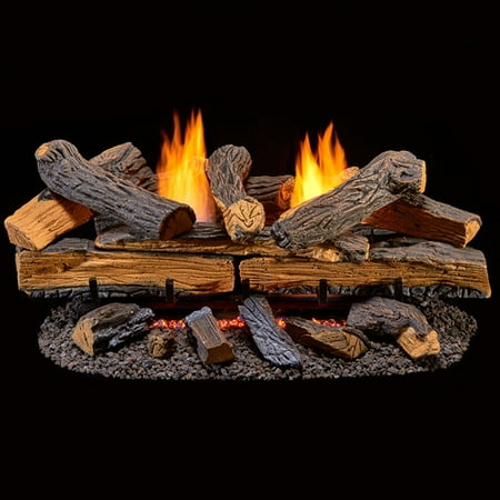 Duluth Forge Ventless Natural Gas Log Set - 30 in. Split Red Oak - Manual