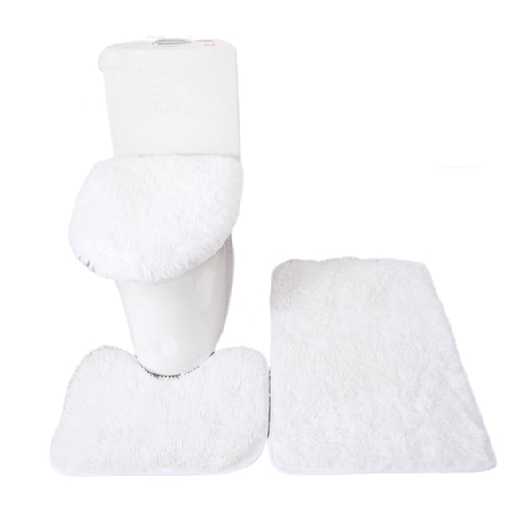 FURMORA Bathroom Rugs,Soft Modern Minimalist 3 Piece Bathroom Rug Set,Comfortable Non-Slip Bath Mats for Home Use,White