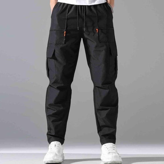 GSPCLAM Mens Cargo Pants Streetwear Lightweight Pants with Zipper pockets Loose Fit Breathable Pants for Casual Friday