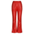 thumbnail image 6 of Lenpel Flared Leather Pants for Women Elegant High Waisted Stretchy Bell Bottom Pants Trendy Bootcut Trousers, 6 of 6