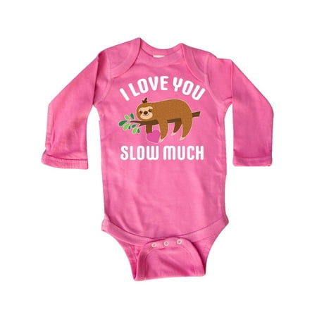 

Inktastic Valentine s Day I Love You Slow Much with Cute Sloth Gift Baby Boy or Baby Girl Long Sleeve Bodysuit