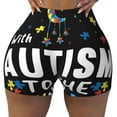 thumbnail image 2 of Cauagu I Love With Autism To The Moon And Back for Womens Workout Impact Shorts,Booty Biker Shorts High Waisted Elastic Athletic Shorts for Yoga Gym Running Sports-Large, 2 of 8