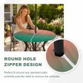 thumbnail image 4 of Round Outdoor Tablecloth with Umbrella Hole and Zipper, Red Green Ombre Tablecloth with Elastic Waterproof, Modern Art Gradient Orange Patio Table Covers for 55" - 60" Picnic Pool Tables, 4 of 9