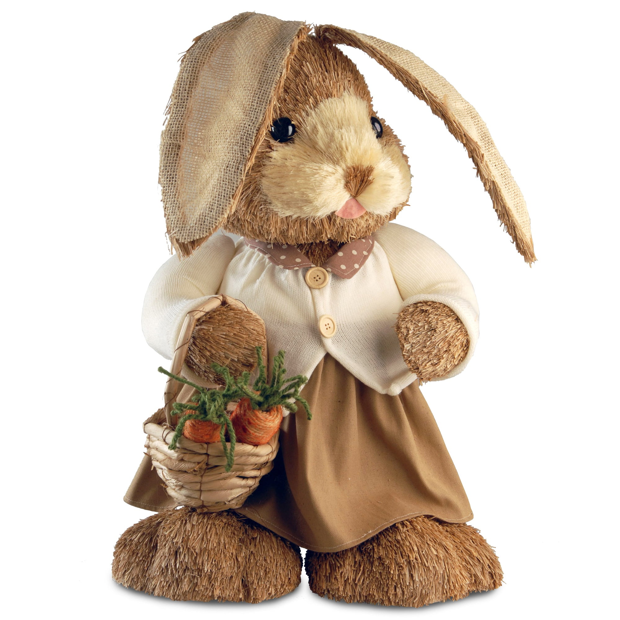 36” Brown Floppy Ear Easter Bunny Rabbit Carrying Carrots