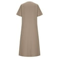 thumbnail image 4 of Casual Loose Dress for Women V Neck Cotton Linen Midi Dress with Pockets Comfy Summer Lounge Sleepwear Outfit, 4 of 7