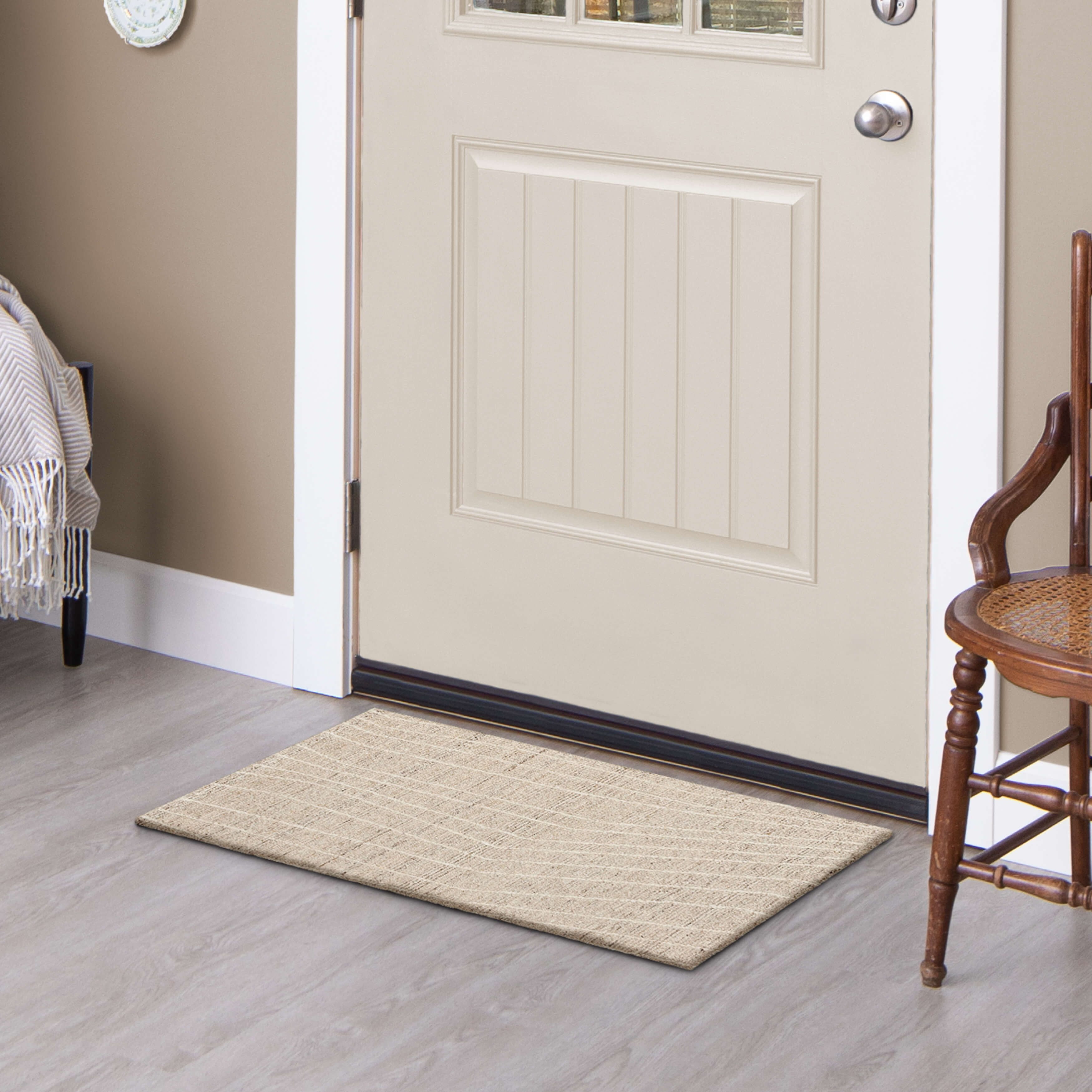 Mainstays Wool Lines Plush Indoor Fade Resistant Tufted Ivory Area Rug, 1 ft 8 in x 2 ft 10 in