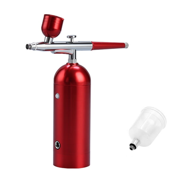 Pulverizador de pintura Kit de aerógrafo portátil con compresor Cepillo de aire inalámbrico de mano Batería incorporada de presión de aire de 18 PSI de doble acción con 2 tazas de pintura para pintar Romacci Pulverizador de pintura