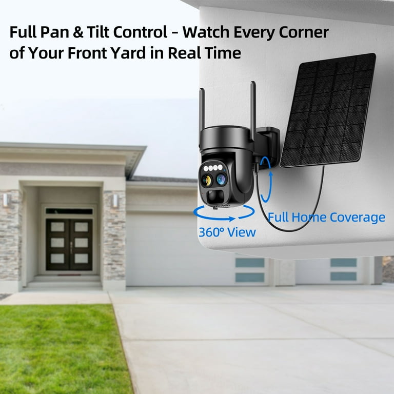 COCOCAM 2PCS 2K Telecamera Wi-Fi Esterno Solare, PTZ Senza Fili con AI Rilevamento Umano, Visione Notturna a Colori, Audio Bidirezionale, Supporto Alexa, 2,4GHz, Cloud