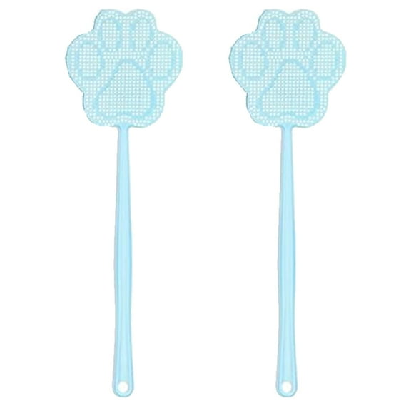 2 Pcs Fly Swatter Plastic Strong Flexible Manual Fly Swat Set Dog Long Range Handles Indoor and Outdoor Racket for Mosquito, Bee, Flies - Blue