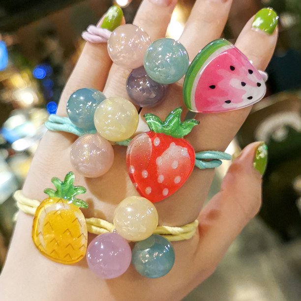 2 piezas de linda cuerda para el cabello de frutas, pi?a fresca, anillo para el cabello de fresa, cuerda para la cabeza, accesorios elásticos para el cabello para ni?a ZefeiWu 8390614020733