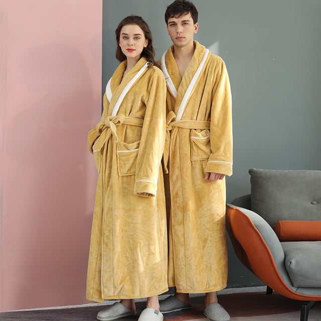 Camisón de hombre Otoño e Invierno Pijamas gordos Pareja de una pieza Talla extra grande Albornoz de franela Otaku Largo para mujer