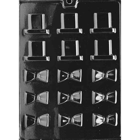 Grandmama's Goodies D047 B/S Black Tie & Hat Chocolate Candy Soap Mold with Exclusive Molding Instructions