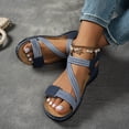 thumbnail image 4 of Rokment Orthopedic Walking Sandals for Women 2026 Summer Fashion Casual Comfortable Leather Open Toe Platform Wedge Low Heel Strappy Non Slip Work Sandals Blue Size 10.5, 4 of 7
