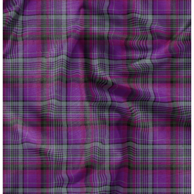 Soimoi Viscose Chiffon Fabric Plaid Check Fabric Prints by Yard 42 Inch Wide