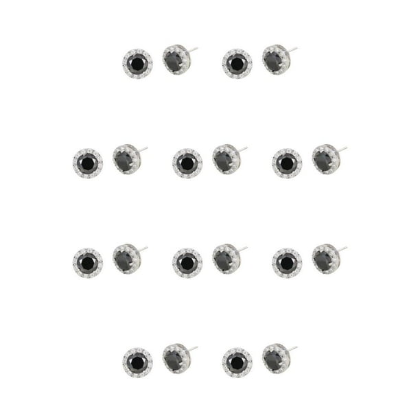 Sonducket 1 par de pendientes redondos de banquete para niñas con diamantes de imitación de cobre para mujer Negro 10Conjunto