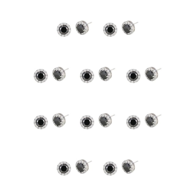 Sonducket 1 par de pendientes redondos de banquete para niñas con diamantes de imitación de cobre para mujer Negro 10Conjunto