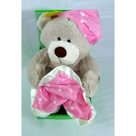 Kid Connection Animated Singing Teddy Bear with Pink Baby Blanket & Night Cap
