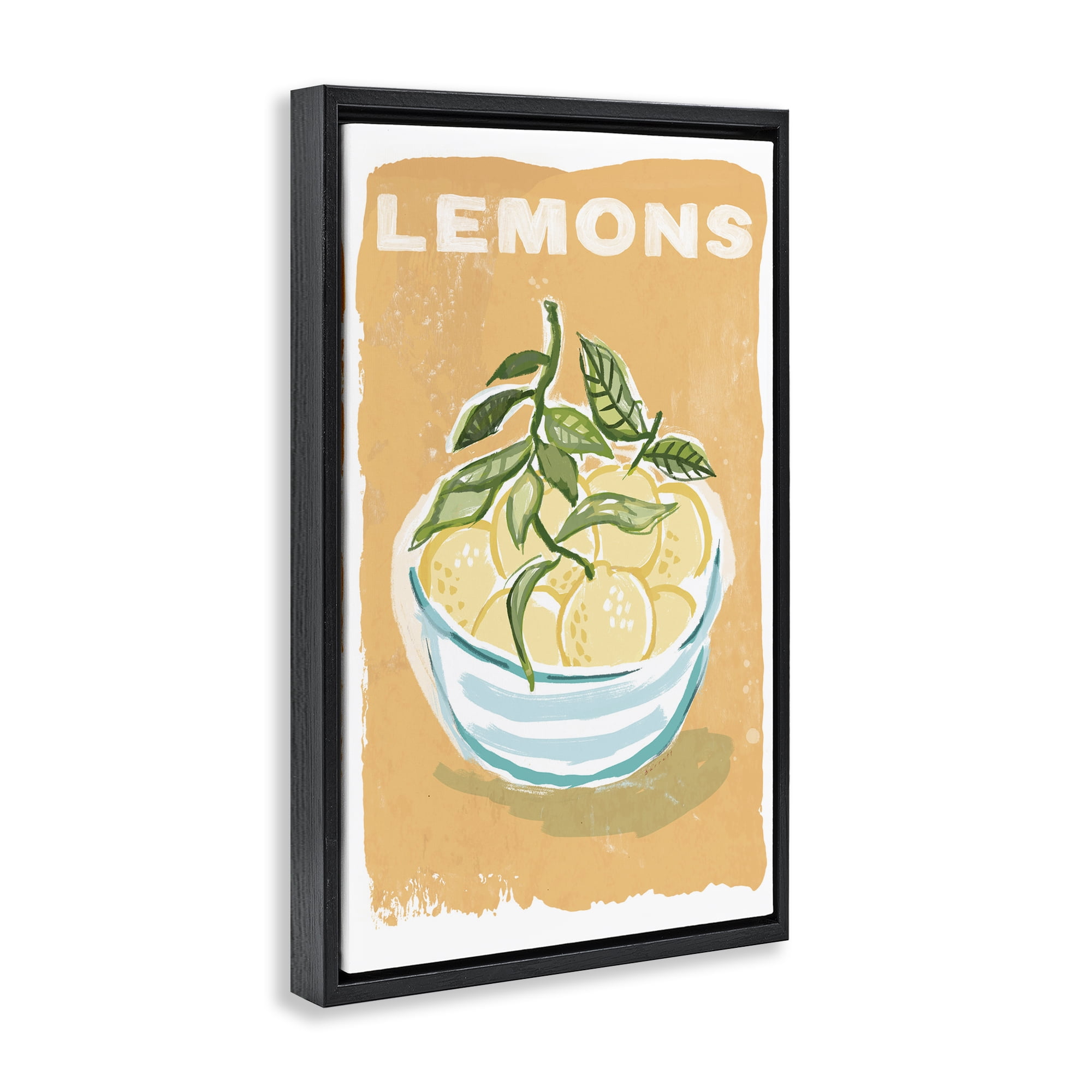 Stupell Industries Lemon Twist Motif Black Framed Floater Canvas Wall Art, design by Chad Barrett